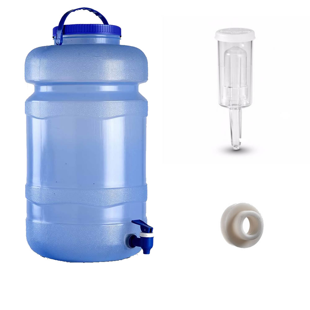 Fermentador Azul 25 lts + Airlock 3 Piezas + Soporte + Canilla