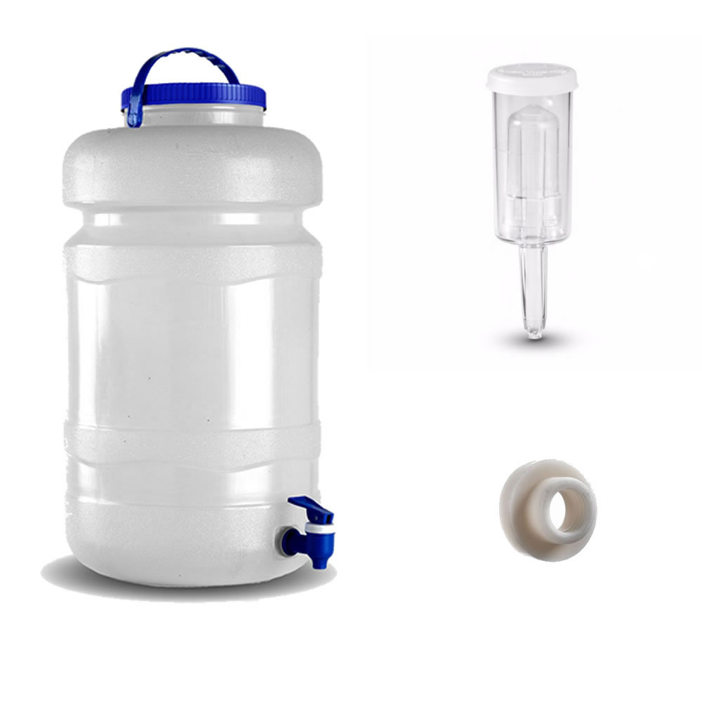 Fermentador Natural 25 lts + Airlock 3 Piezas + Soporte + Canilla